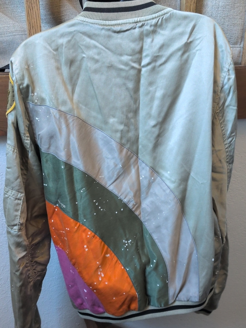 FREECITY Light Green Paint Splatter Bomber Jacket - Small