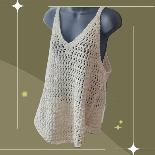 FP Beach Dune fauxchet crochet style sweater tank
