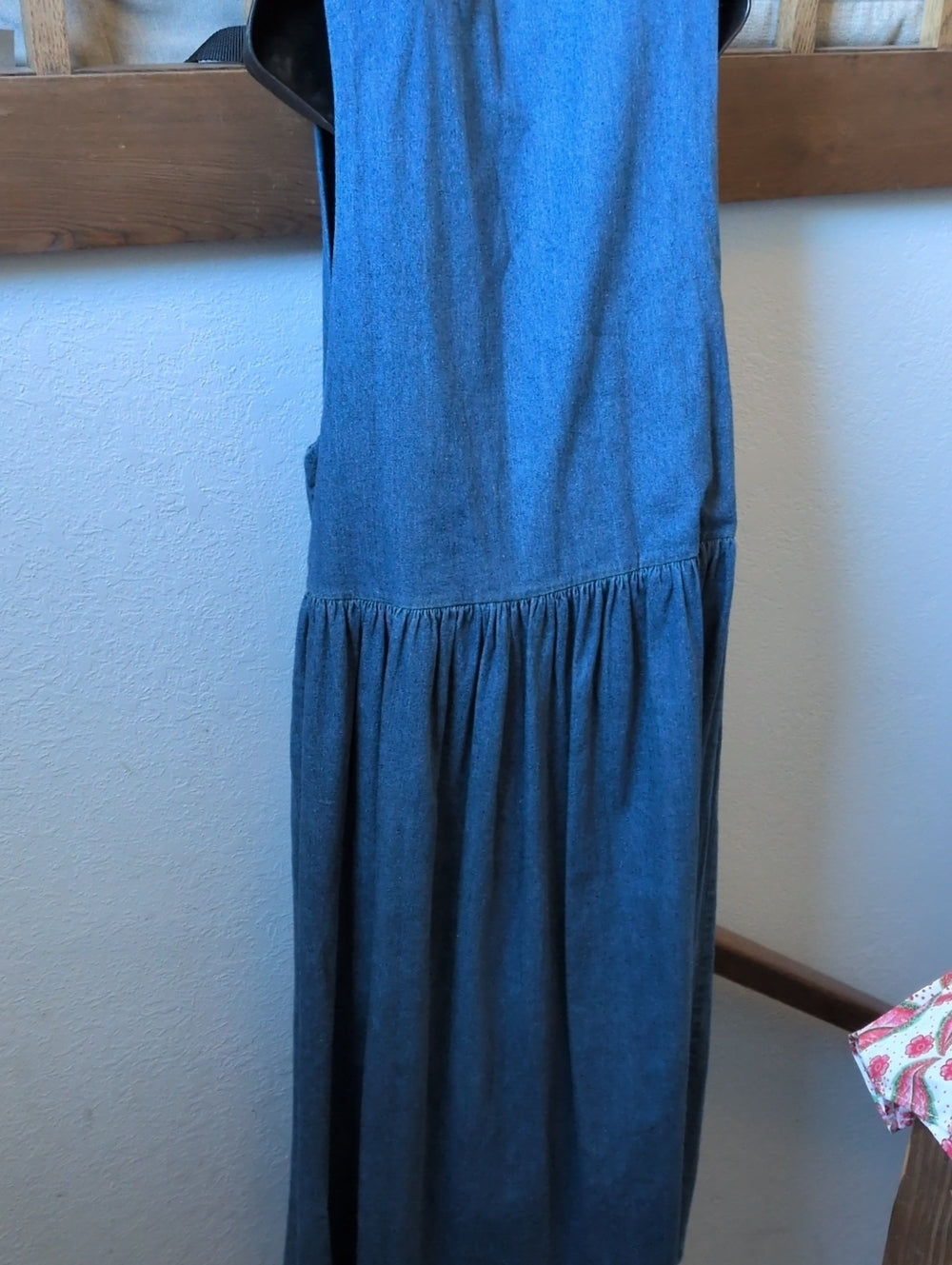 Vintage Casey Coleman apple-embroidered denim jumper dress -Large