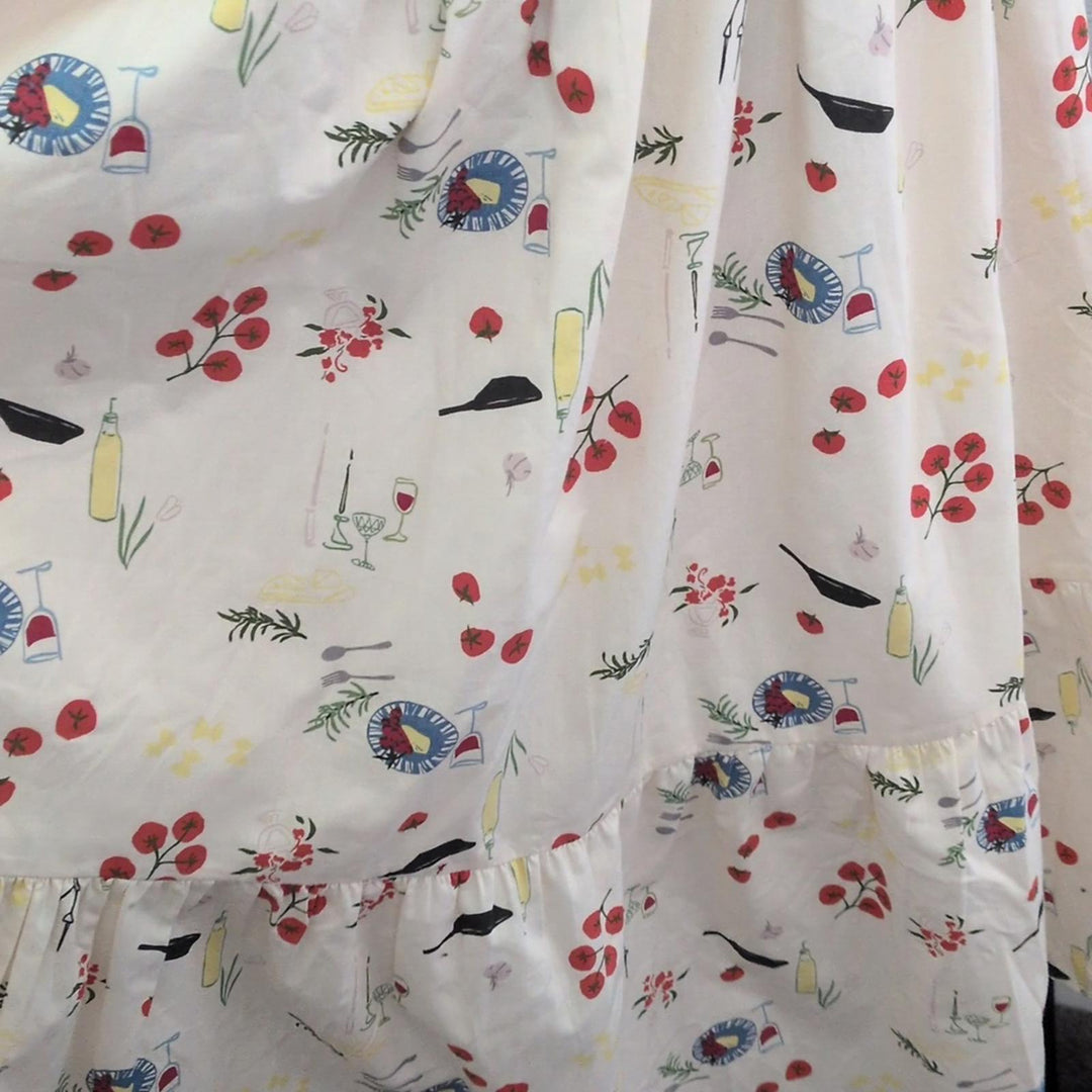 Abercrombie Emerson Puff Sleeve Midi Dress In Tuscan Food Print - XSP