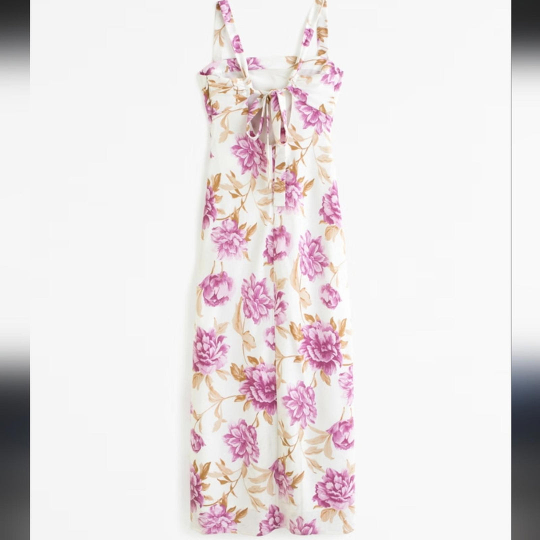 Abercrombie purple floral tie back midi dress - Medium