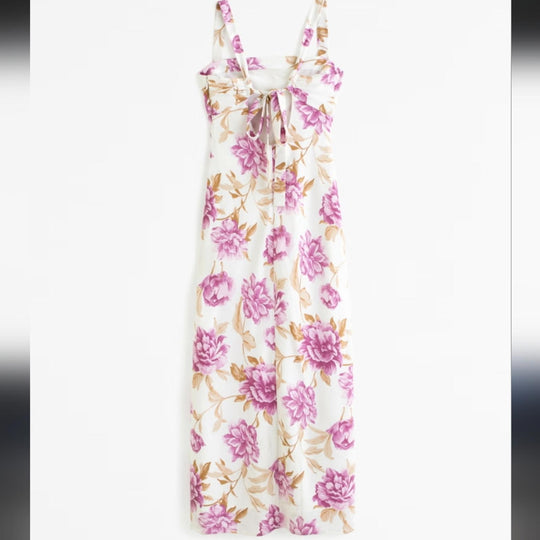 Abercrombie purple floral tie back midi dress - Medium