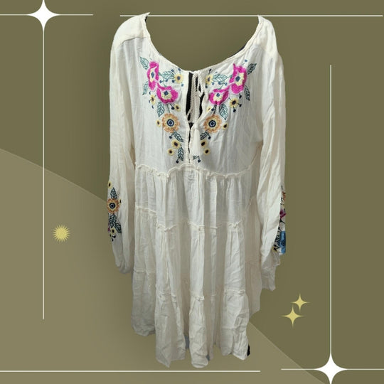 Free People Spell On You Embroidered Mini Dress - XS