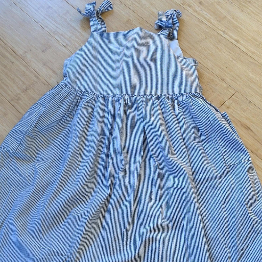Edgehill Collection Navy Pinstripe Girls Cotton Dress - 6X