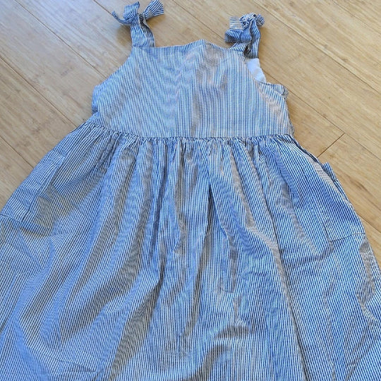 Edgehill Collection Navy Pinstripe Girls Cotton Dress - 6X