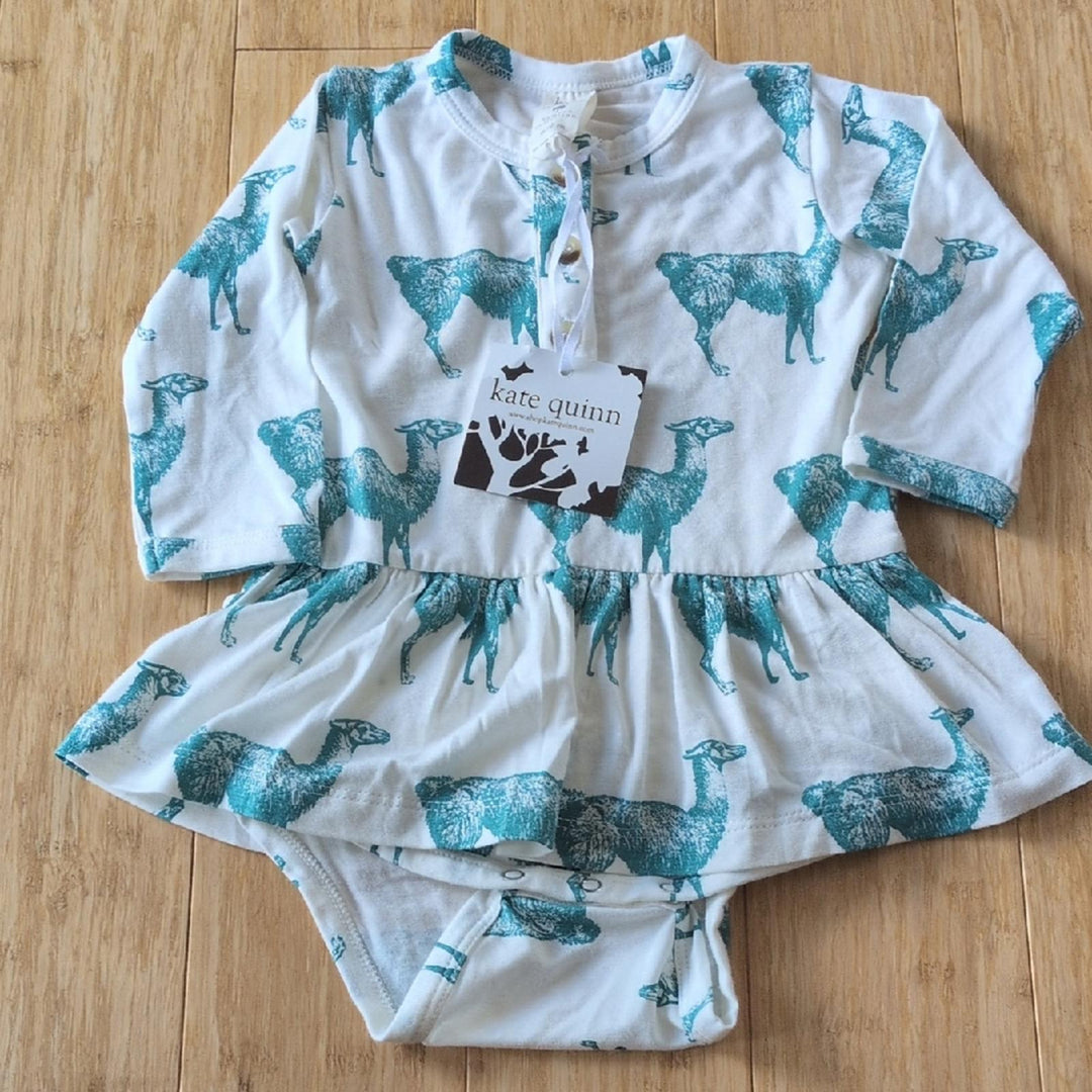 Kate Quinn Bamboo Collection Alpaca Long Sleeve Onesie Dress - 6-12 Mo