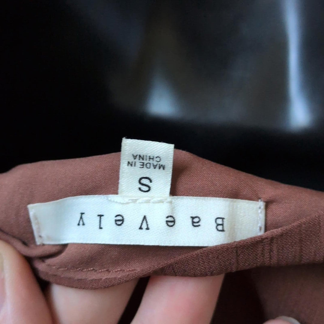 BaeVely Sheer Sleeve Tie Top - Small