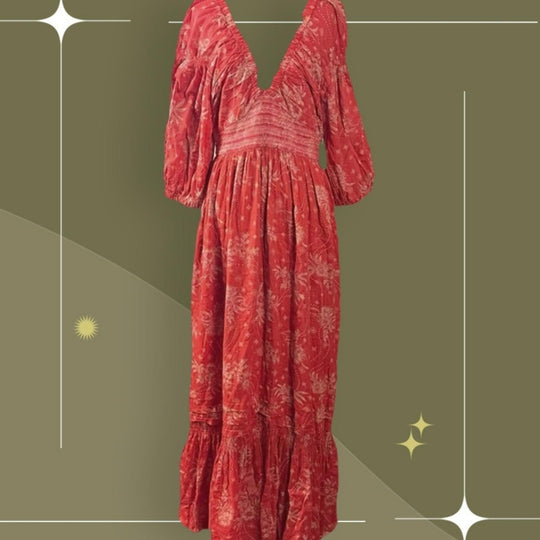 Golden Hour Maxi Dress In Cayenne And Pink - Small