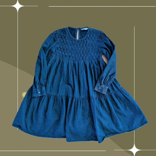 Mayoral Denim Long Sleeve Dress - Girls 6