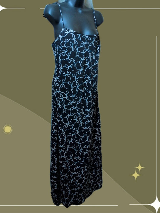 Abercrombie Slip Maxi Dress In White And Black Ribbon Size M