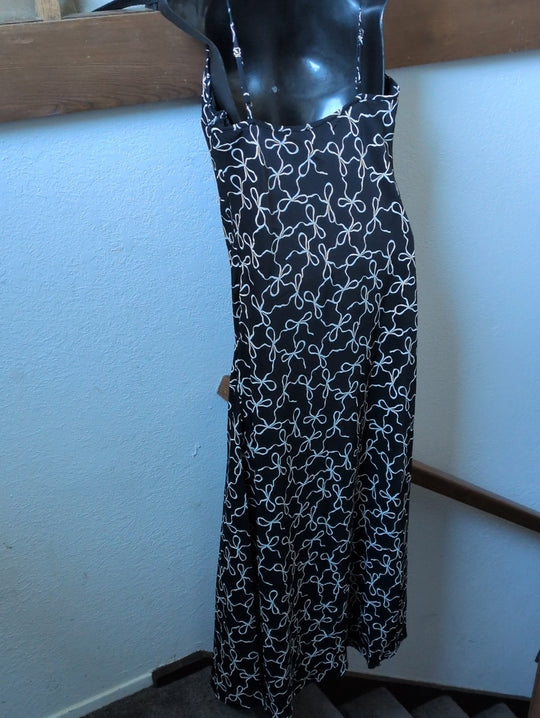 Abercrombie Slip Maxi Dress In White And Black Ribbon Size M