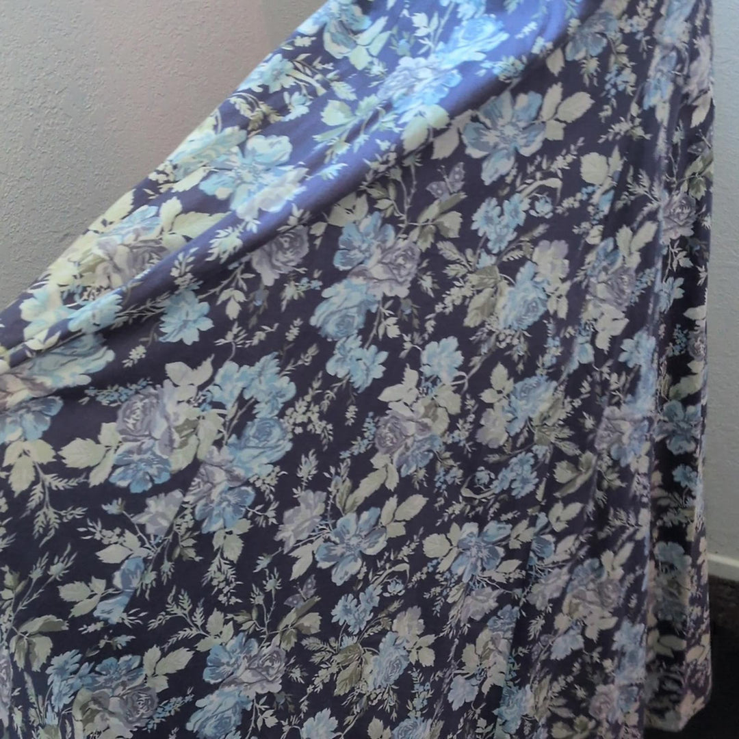 Laura Ashley Blue Floral Button Back Dress - US 8