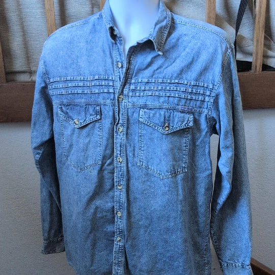Vintage Wrangler Jean Button Down Shirt - Large