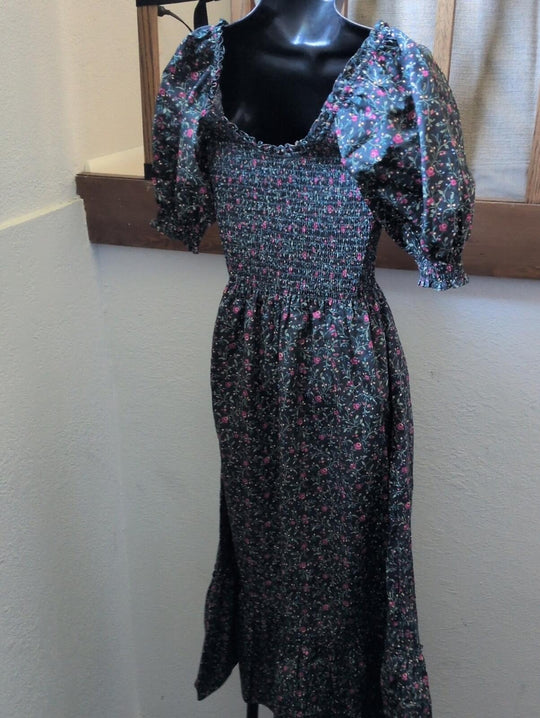 Hill House Home Louisa Nap Dress In Florentine Ditsy Forest Floral - xxs