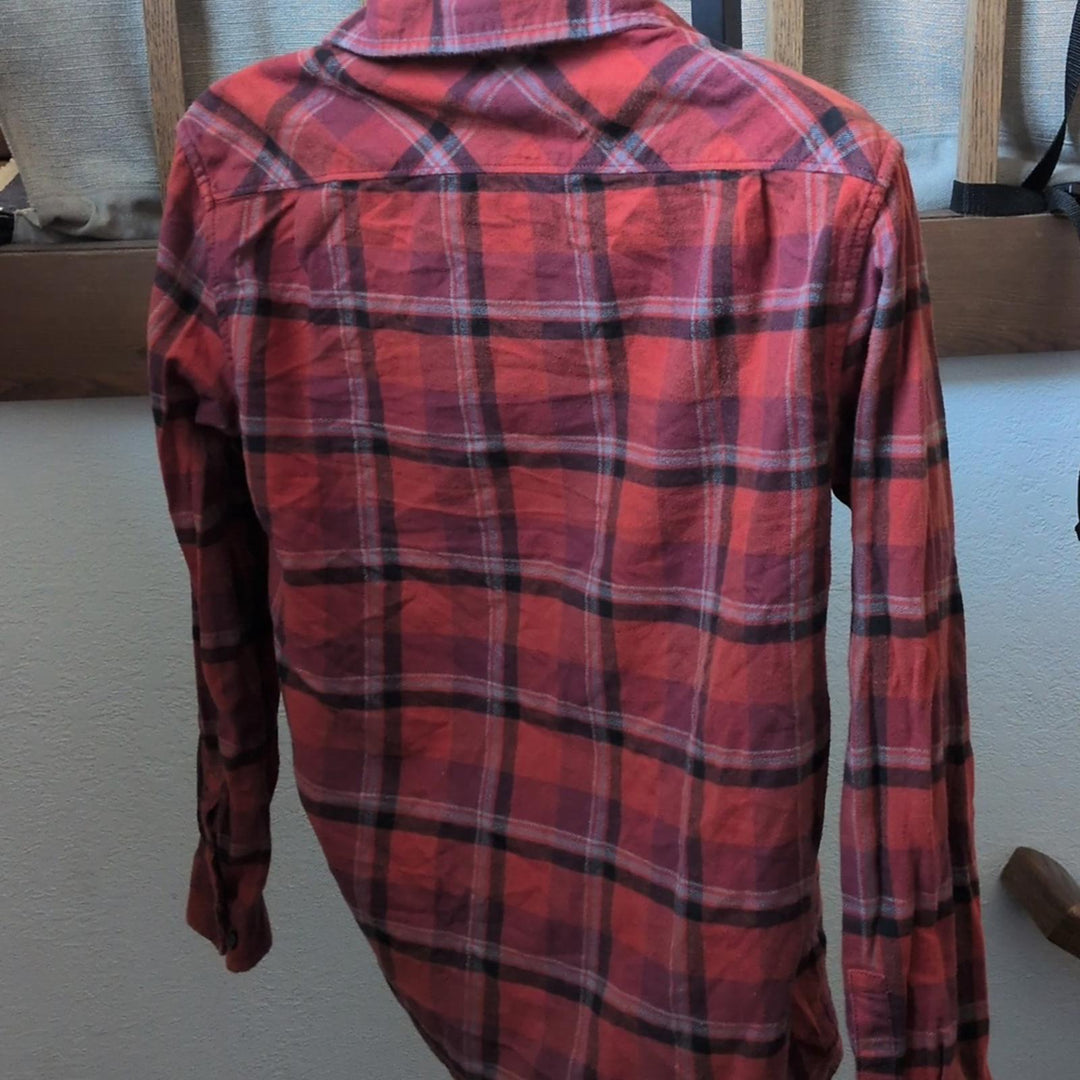 Men's Red And Burgundy Burton Plaid Flannel Shirt