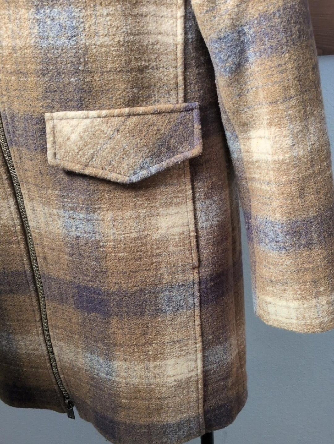 Pendleton Plaid Wool Tan Zip Up Coat - S