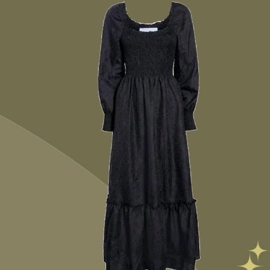 Hill House home Emily nap dress in black crushed taffeta