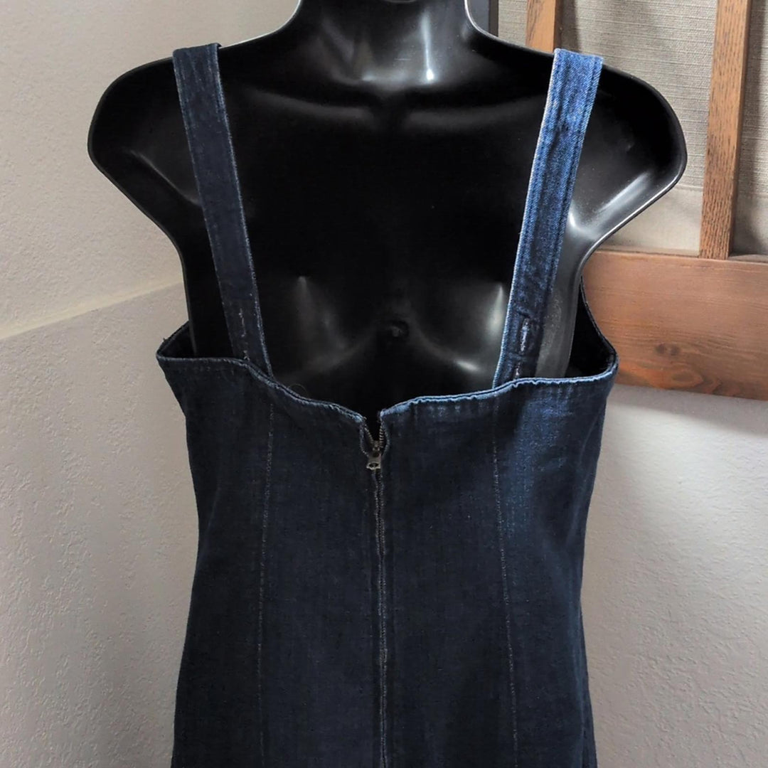 Abercrombie Mila Denim Midi Dress In Dark Denim - Medium