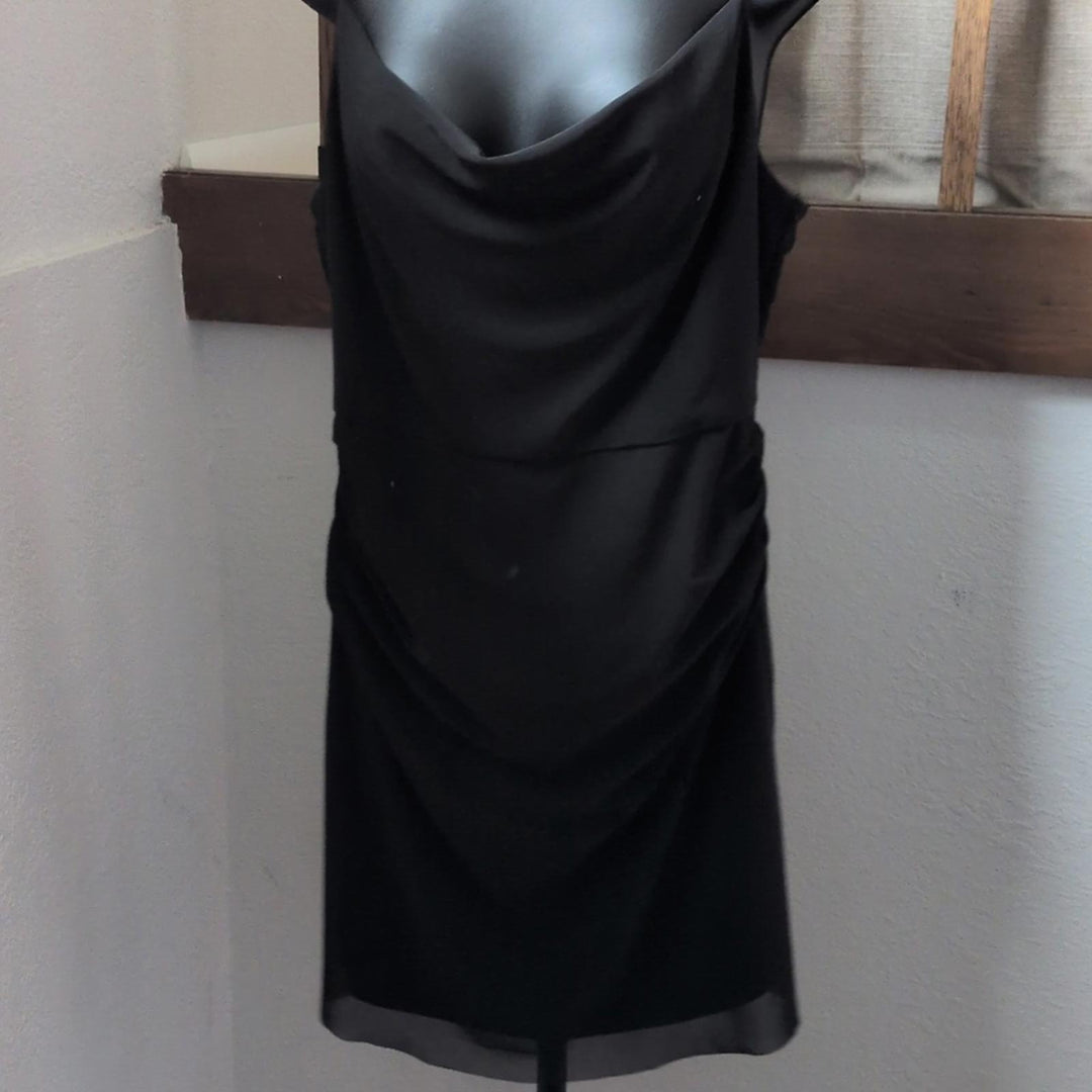 Wayf Black Ruched Mesh Mini Dress - Large