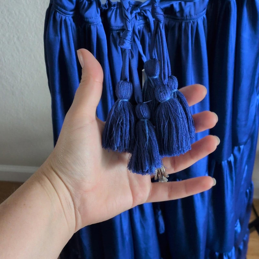 Erika Pena Lily Halter Maxi Dress In Blue -Small