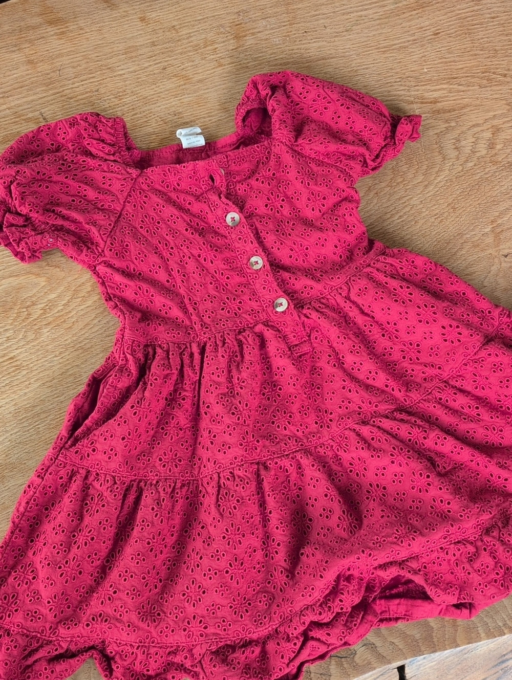 Kate Quinn Red Eyelet Tiered Prairie Dress Size 18-24 Mo