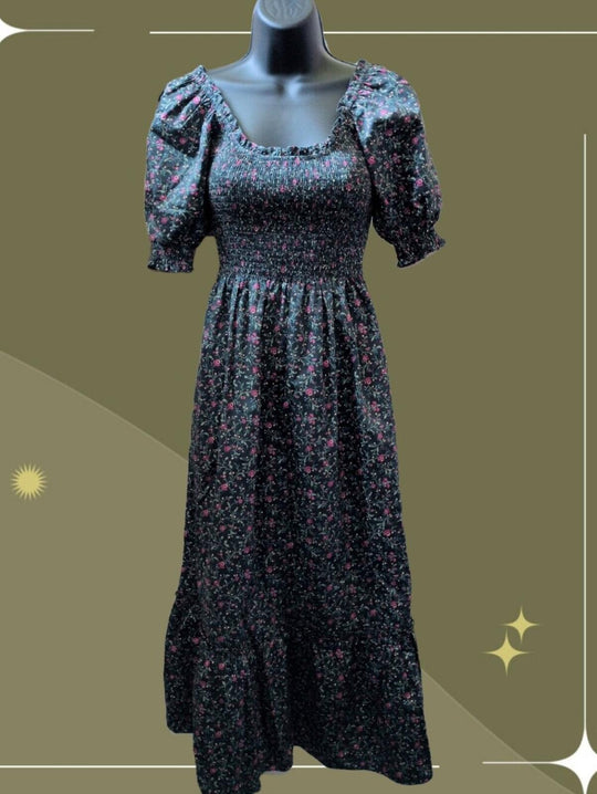 Hill House Home Louisa Nap Dress In Florentine Ditsy Forest Floral - xxs