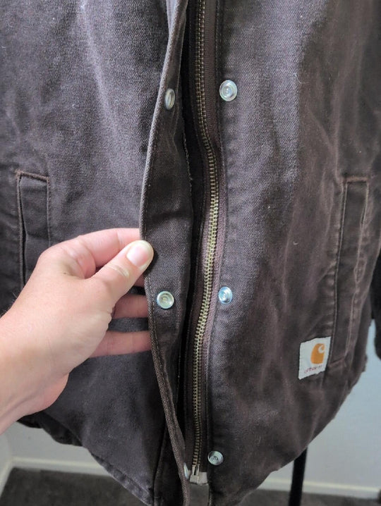 Vintage Y2K Women's Carhartt Duck Canvas And Sherpa Jacket - Small