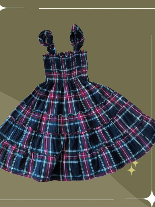 Hill House Plaid Lottie Nap Dress In Juniper Tartan Girls Dress - 9/10 Yrs