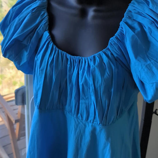 Abercrombie And Fitch Emerson Blue Puff Sleeve Mini Dress - Medium