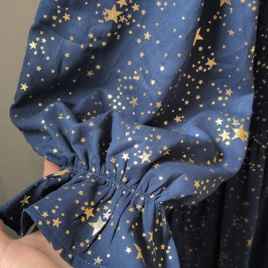 Ivy City Co Starry Nights Dress In Dark Blue And Gold - XL