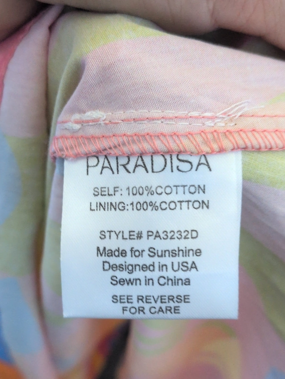 Paradisa Maldives Orange Multi Cotton Abstract Print Midi Dress size s