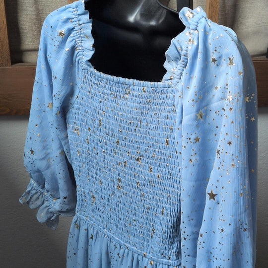 Ivy City Co Starry Nights Midi Dress In Light Blue