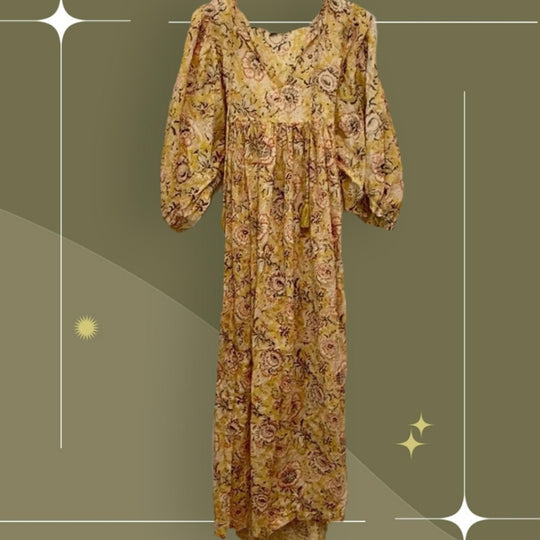 gardenbelle Emilia Hand Block Printed Organic Cotton Maxi Dress