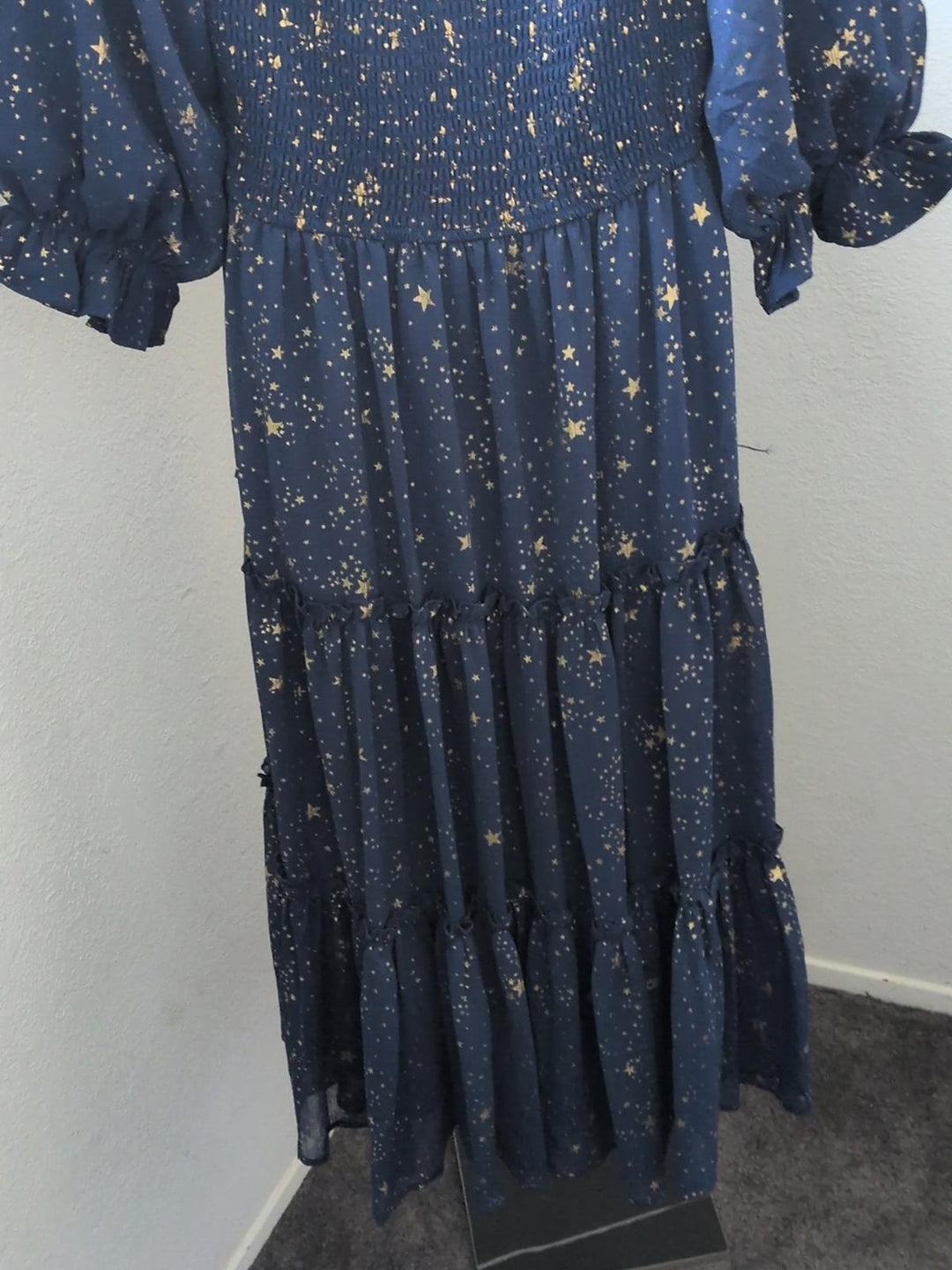 Ivy City Co Starry Nights Dress In Blue And Gold  - Large