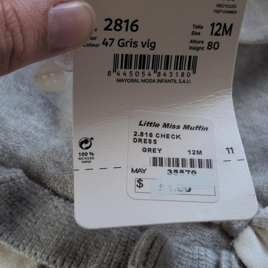 Mayoral Gray Check Sweater Dress - 12-18 mo