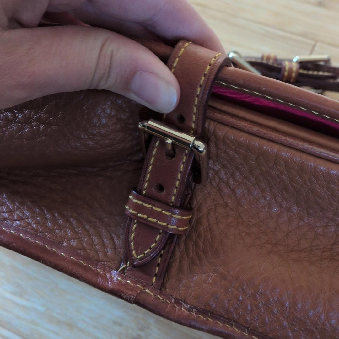 Vintage Dooney And Bourke All Weather Leather Western Leather Saddle Bag