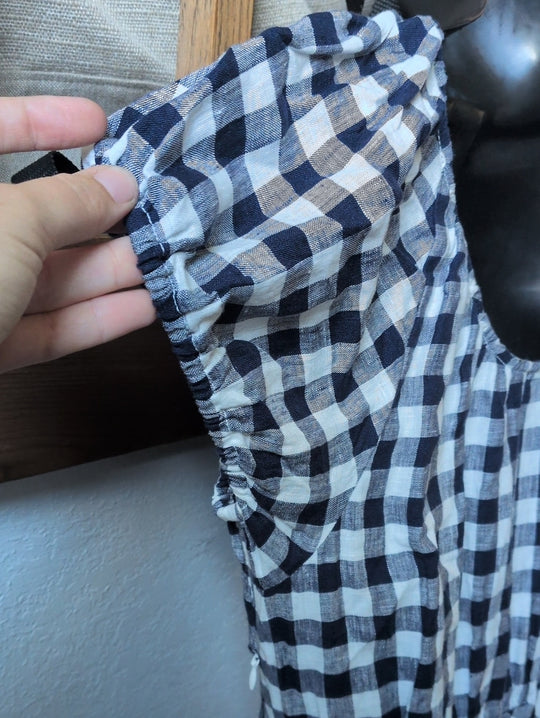Gap × DÔEN 100% Linen Gingham Midi Dress size large