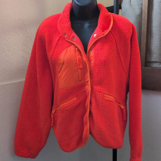 Fp Movement Hit The Slopes Oversized Jacket In Neon Coral - Small