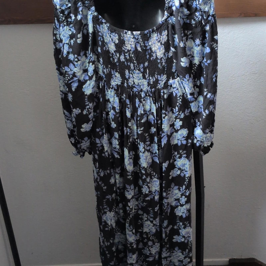 Free People Jaymes Blue Floral Dress - Small
