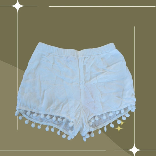 Me N U Girls White Pom Pom Short - Small.