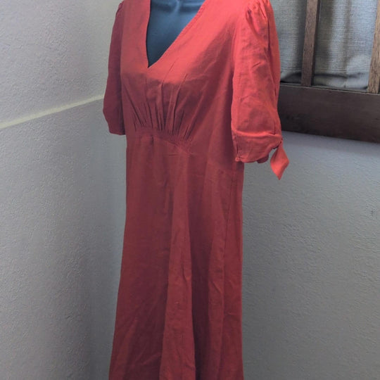 Gal Meets Glam Zinnea Dress In Orange Linen -  US 8
