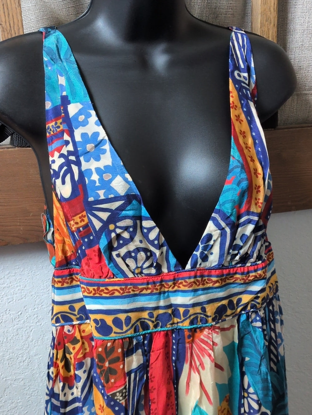 Farm Rio Forest Tiles V Neck Midi Dress- large