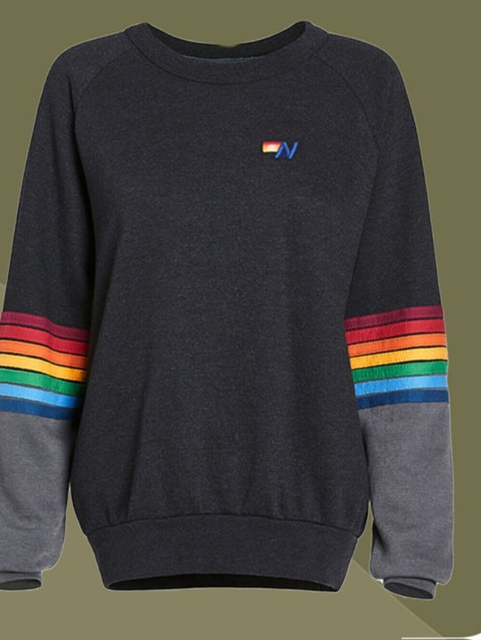 Aviator Nation Rainbow Stitch Crew Sweatshirt - M