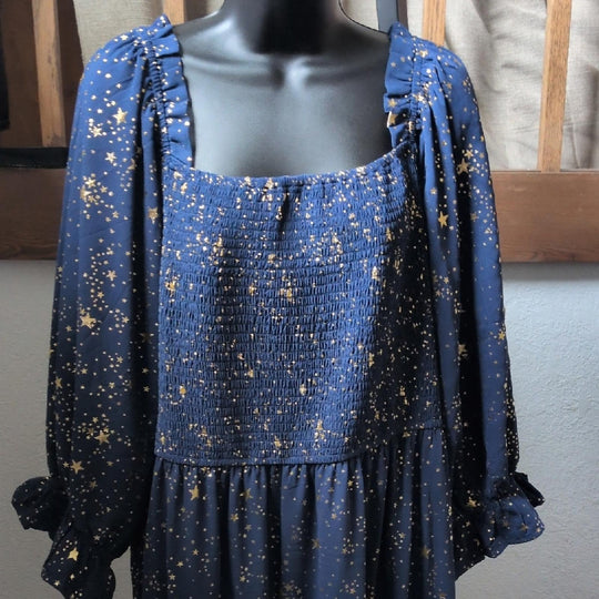 Ivy City Co Starry Nights Dress In Navy And Gold - 3xl