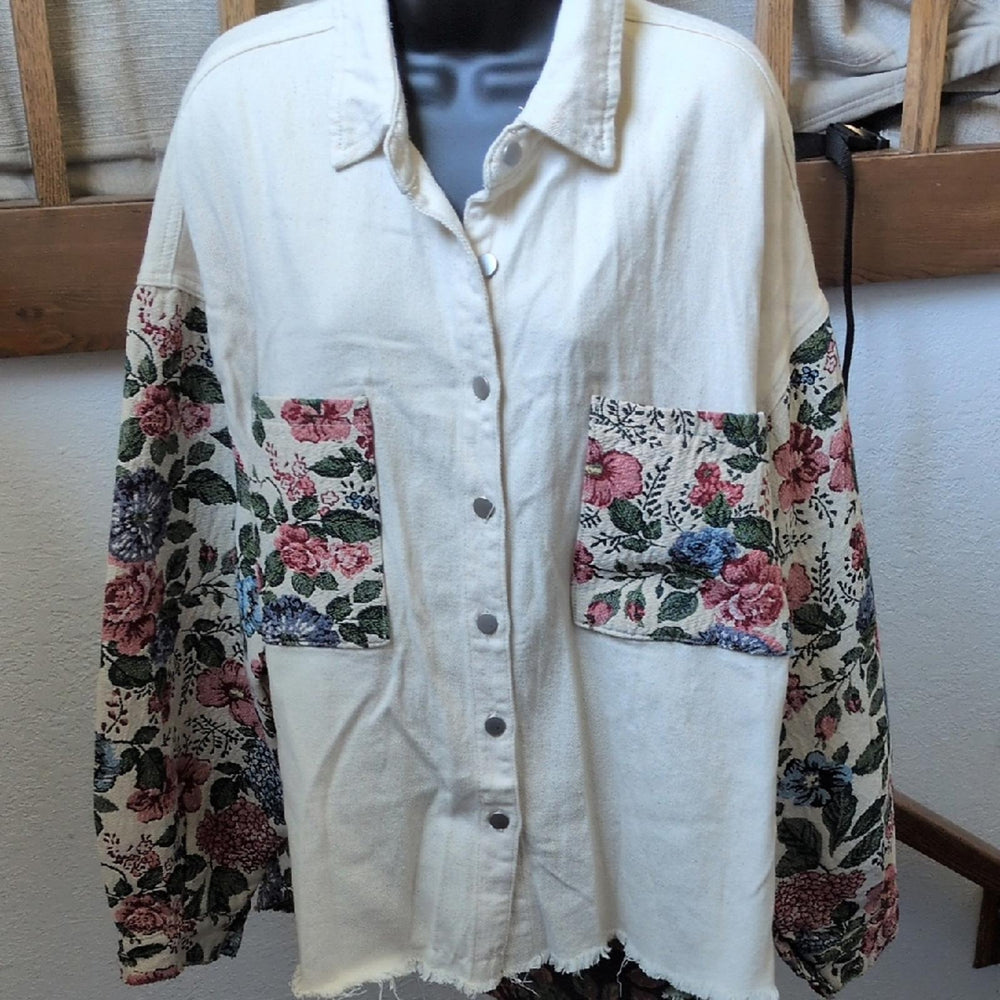 Pol Quilted Floral Oversized Shirt Jacket
