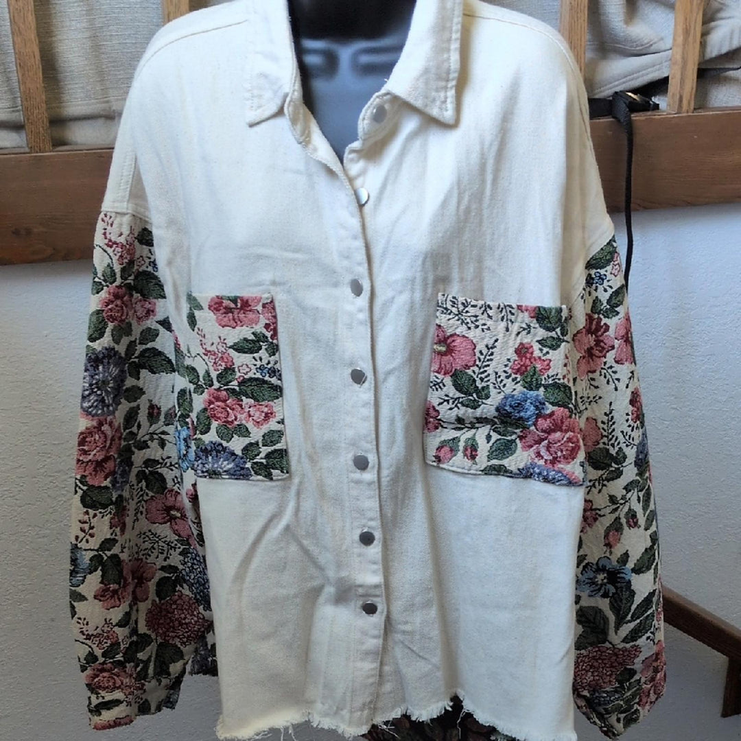 Pol Quilted Floral Oversized Shirt Jacket