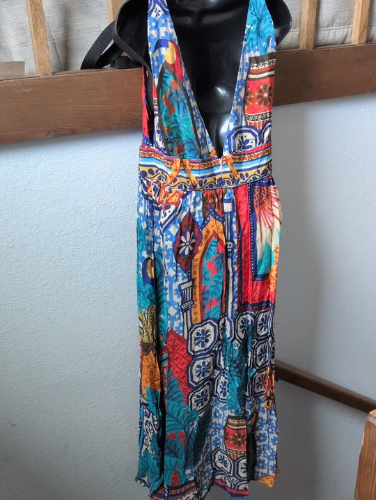 Farm Rio Forest Tiles V Neck Midi Dress- large