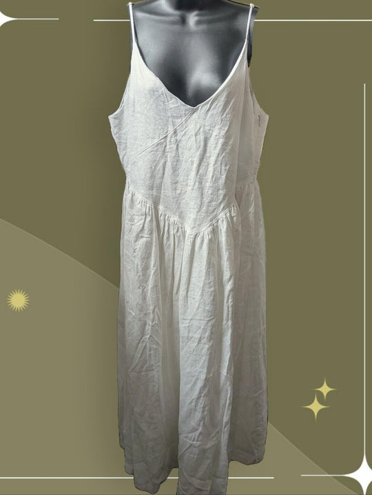 Dissh Lexi Midi Linen Dress In White - US 12