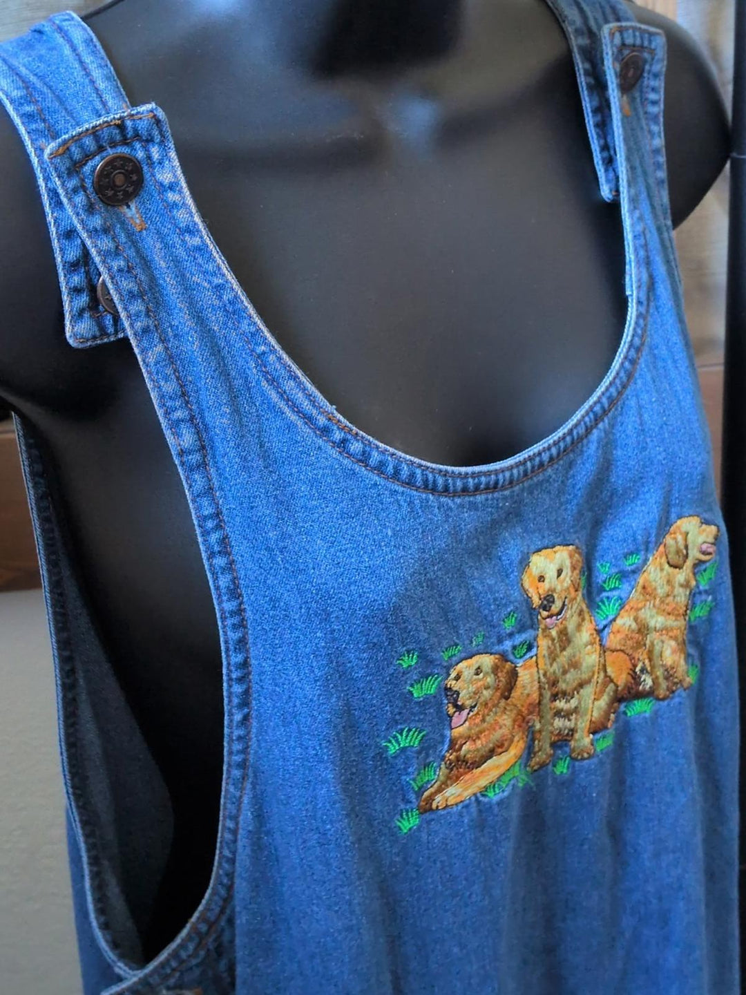 Rare Vintage Casey Coleman Golden Retriever Jean Dress  - Large