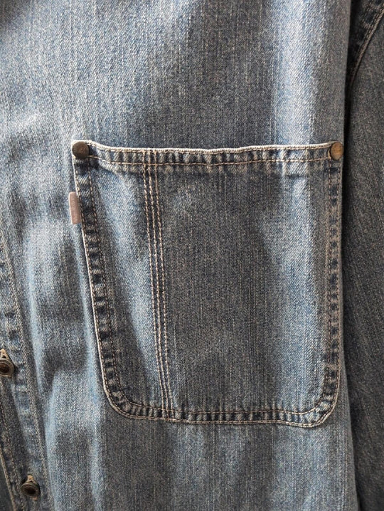 Vintage Mens Long Sleeve Silvertab Denim Button Down Shirt - L